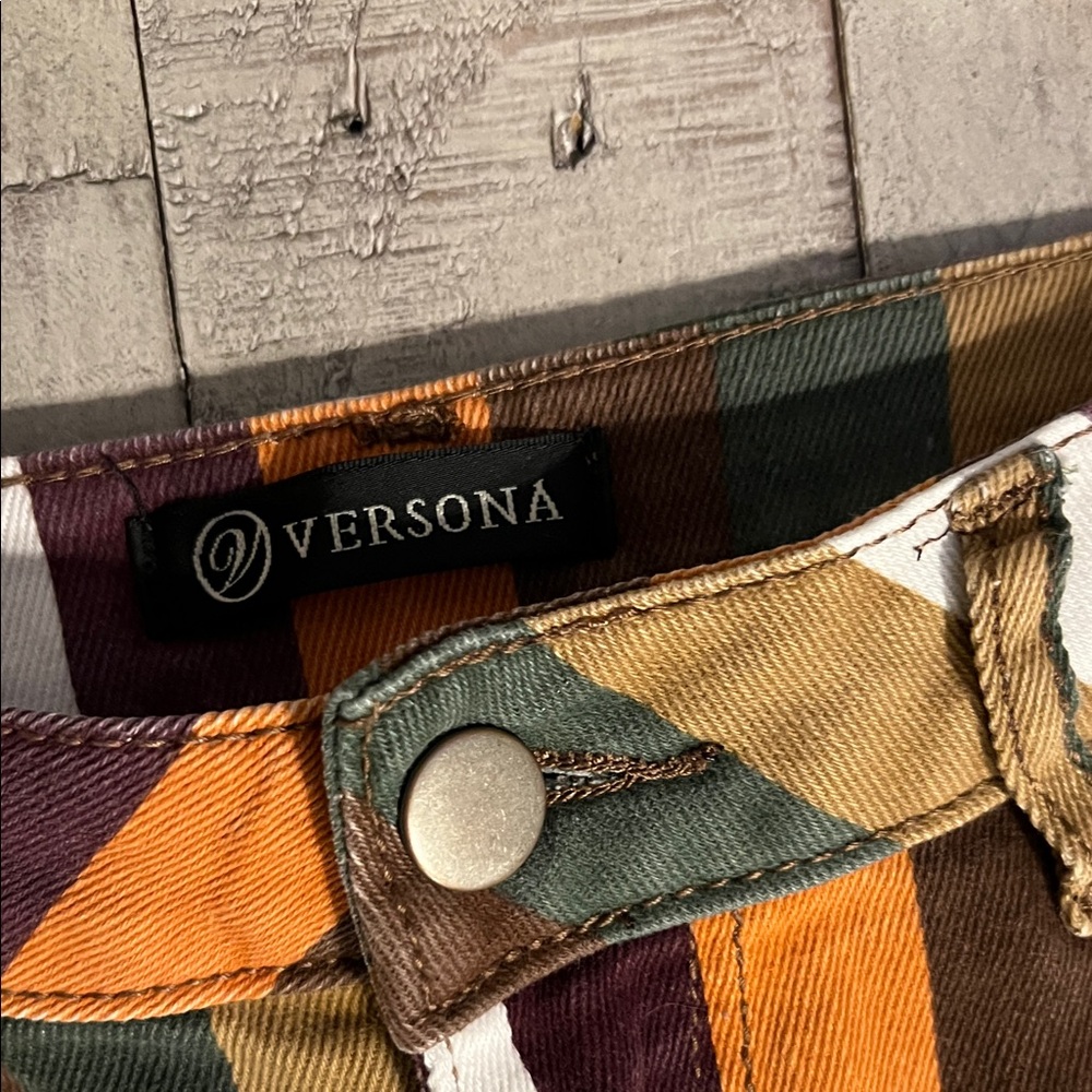 Versona Multicolor Striped Flare Jeans - Picture 2 of 4